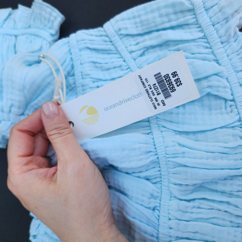 Ocean Drive Light Blue Ruched Top - Picture 2 of 3